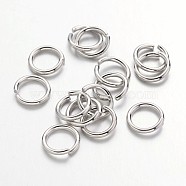 Jump Rings, Open Jump Rings, Brass, Cadmium Free & Nickel Free & Lead Free, Platinum, 7x1mm, 18 Gauge, Inner Diameter: 5mm, about 4000pcs/500g(JRC7mm-NF)