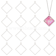 16Pcs 304 Stainless Steel Open Back Bezel Pendants, For DIY UV Resin, Epoxy Resin, Pressed Flower Jewelry, Stainless Steel Color, Rhombus, 32x28.5x3mm, Hole: 2mm, Inner Diameter: 25.5x25.5mm(FIND-UN0002-90B)