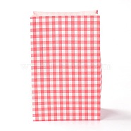 Rectangle with Tartan Pattern Paper Bags, No Handle, for Gift & Food Bags, Hot Pink, 23x15x0.1cm(CARB-Z001-01B)