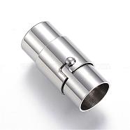 304 Stainless Steel Locking Tube Magnetic Clasps, Column, Stainless Steel Color, 21x10mm, Hole: 8mm(STAS-D159-29)