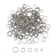 Iron Double Split Rings, Double Loops Jump Rings, Mixed Size, Platinum, about 4~10mm in diameter(IFIN-MSMC007-2P)