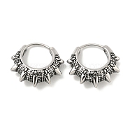 316 Surgical Stainless Steel Hoop Earrings, Spike Rivet, Antique Silver, 18.5x19.5mm(EJEW-D096-08B-AS)