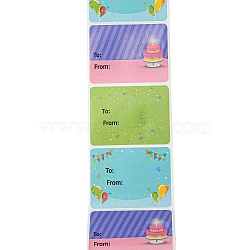 Happy Birthday Gift Tags, Birthday Present Stickers, Name Gift Labels for Kid Party, Envelope Seal, Mixed Color, 38x50x0.2mm, 200pcs/roll(DIY-H167-01B-01)