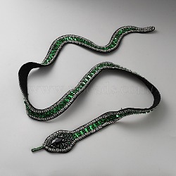 Snake Computerized Embroidery Cloth Iron on/Sew on Patches, Costume Accessories, Appliques, Emerald, 1080x48.5x8.5mm(PATC-WH0002-067A)