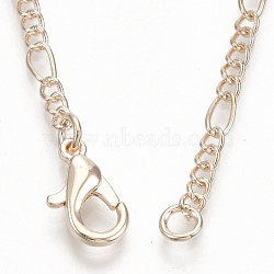 Brass Coated Iron Figaro Chain Necklace Making, with Lobster Claw Clasps, Rose Gold, 32 inch(81.5cm)(X-MAK-T006-03RG)