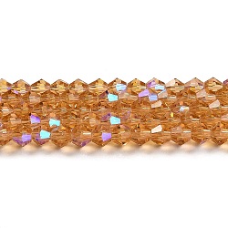 Transparent Electroplate Glass Beads Strands, AB Color Plated, Faceted, Bicone, Peru, 2.9~3.3mm, about 145~150pcs/strand, 41.5~42cm(GLAA-F029-2mm-D18)