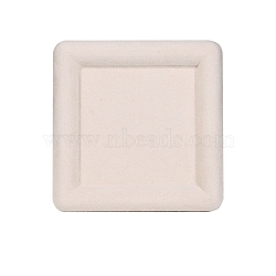 Velvet Jewelry Bracelet Gift Storage Tray Boxes, Square, Beige, 12x12x1.5cm(PW-WG7E06A-07)