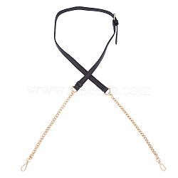 Adjustable PU Leather Bag Shoulder Straps, with Iron Chain & Swivel Clasps, Black, 110~125x1.55cm(FIND-WH0137-16A)