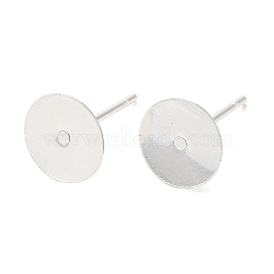 Brass Studs Earrings Finding, Lead Free & Cadmium Free, Round, 925 Sterling Silver Plated, 12x8mm, Pin: 1mm(KK-K383-05A-S)