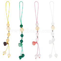 Natural Gemstone Mobile Straps, Mixed Color, 15cm, 4pcs/set(HJEW-OC00012)