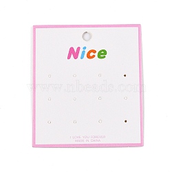 Rectangle Paper Earring Display Cards, with Word Nice, Pearl Pink, 7.9x7x0.04cm(CDIS-T004-04)