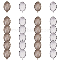 DIY Link Making, with Tibetan Style Oval Alloy Cabochon Connector Settings and Transparent Oval Glass Cabochons, Clear, Connector Setting: Tray: 25x18mm, 34x20.5x2mm, Hole: 2mm, Cabochon: 25x18x5mm, 48pcs/set(DIY-PH0020-23)