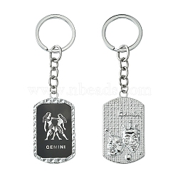 Alloy Enamel Keychain, with with Acrylic and Iron Findings, Constellation, Gemini, 10.5cm(KEYC-YW00022-06)