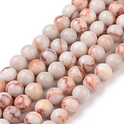 Natural Red Netstone Beads Strands, Round, Orange, 8mm, Hole: 1mm, about 46pcs/strand, 15.1 inch(G-F352-8mm)