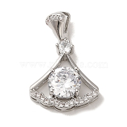 Micro Pave Cubic Zirconia Pendants, Fan, 19x17x6mm, Hole: 1.5x4.5mm(KK-S351-01P-02)