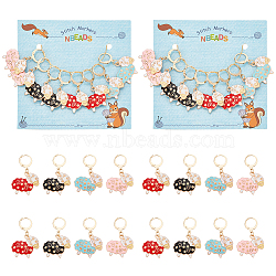 Alloy Enamel Rhinestone Sheep Pendant Stitch Markers, Crochet Leverback Hoop Charms, Locking Stitch Marker with Wine Glass Charm Ring, Mixed Color, 3.6cm, 4 colors, 2pcs/color, 8pcs/set(HJEW-AB00244)