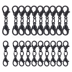 50Pcs 2 Styles Alloy Double Lobster Claw Clasps, with Iron Rings, Electrophoresis Black, 27~30mm(FIND-NB0004-74)