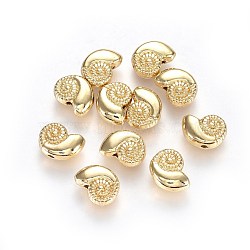 Alloy Beads, Ocean Theme, Lead Free & Nickel Free & Cadmium Free, Shell, Real 14K Gold Plated, 8x11x4.5mm, Hole: 1.5mm(TIBEB-A004-004G-NR)