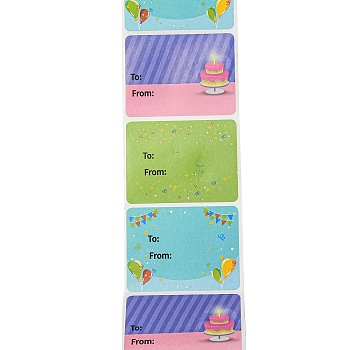 Happy Birthday Gift Tags, Birthday Present Stickers, Name Gift Labels for Kid Party, Envelope Seal, Mixed Color, 38x50x0.2mm, 200pcs/roll