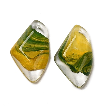 Transparent Glass Pendants, Faceted Wing Charms, Gold, 32.5x19x6.5mm, Hole: 1.6mm