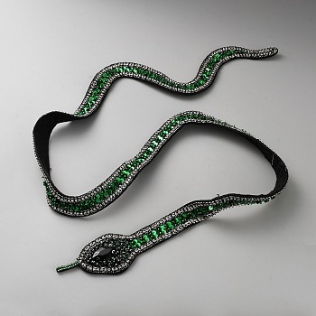 Snake Computerized Embroidery Cloth Iron on/Sew on Patches, Costume Accessories, Appliques, Emerald, 1080x48.5x8.5mm