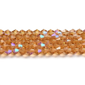 Transparent Electroplate Glass Beads Strands, AB Color Plated, Faceted, Bicone, Peru, 2.9~3.3mm, about 145~150pcs/strand, 41.5~42cm