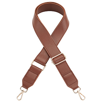 Imitation Leather Adjustable Wide Bag Handles, with Alloy Swivel Clasps, Coconut Brown, 84~140cm