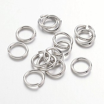 Jump Rings, Open Jump Rings, Brass, Cadmium Free & Nickel Free & Lead Free, Platinum, 7x1mm, 18 Gauge, Inner Diameter: 5mm, about 4000pcs/500g