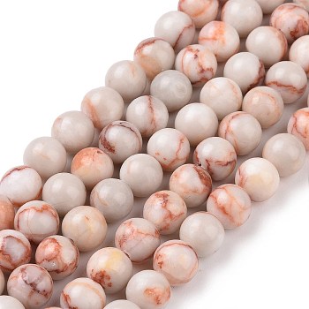 Natural Red Netstone Beads Strands, Round, Orange, 8mm, Hole: 1mm, about 46pcs/strand, 15.1 inch