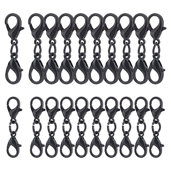 50Pcs 2 Styles Alloy Double Lobster Claw Clasps, with Iron Rings, Electrophoresis Black, 27~30mm