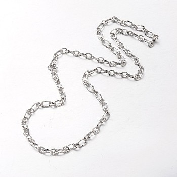 Unisex 304 Stainless Steel Textured Cable Chain Necklaces, with Lobster Claw Clasps, Stainless Steel Color, 29.33 inch(74.5cm)