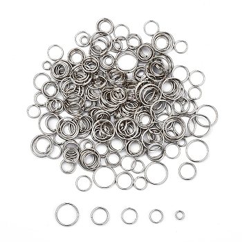 Iron Double Split Rings, Double Loops Jump Rings, Mixed Size, Platinum, about 4~10mm in diameter