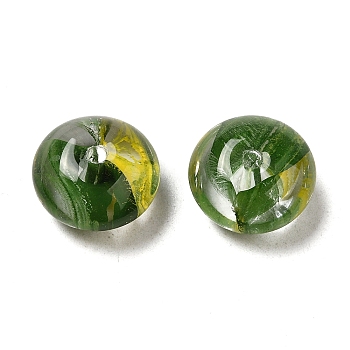Transparent Glass Beads, Rondelle, Dark Green, 16x9.5mm, Hole: 2mm