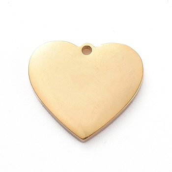 Vacuum Plating 304 Stainless Steel Stamping Blank Tag Charms, Manual Polishing, Heart, Golden, 12x13x2mm, Hole: 0.8mm