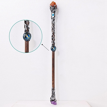 Natural Red Agate Twelve Constellation Magic Wand, Cosplay Magic Wand, for Witches and Wizards, Virgo, 290mm