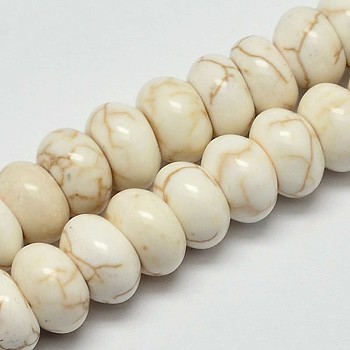Rondelle Natural Magnesite Beads Strands, Creamy White, 8x5mm, Hole: 1mm, about 80pcs/strand, 15.7 inch