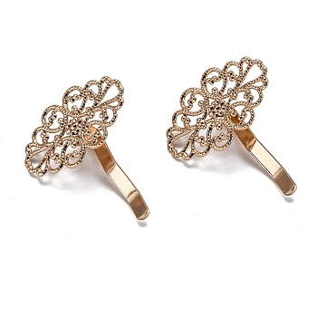 Iron Hair Findings, Pony Hook, Ponytail Decoration Accessories, Fit for Brass Filigree Cabochons, Light Gold, 37x31.5x12mm