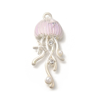 Alloy Pendants, Jellyfish Charms, Purple, 35x15x6mm, Hole: 1.6mm