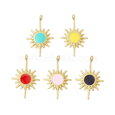 Light Gold Mixed Color Sun Stainless Steel+Enamel Pendants