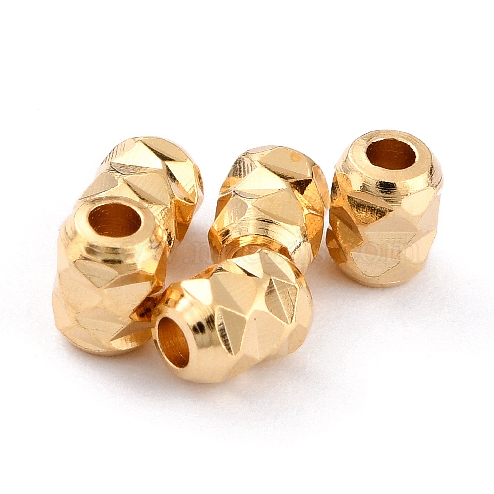 BrassBeads,Long-LastingPlated,Barrel,Real24KGoldPlated,4x3mm,Hole:1.2mm