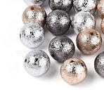 Textured Plating Opaque Acrylic Beads, Round, Mixed Color, 16mm, Hole: 2~2.5mm(PACR-T019-02M)