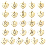 Brass Micro Pave Clear Cubic Zirconia Pendants, Cadmium Free & Lead Free, Rack Plating, Long-Lasting Plated, Letter A~Z Charms, Real 18K Gold Plated, 15x15x2mm, Hole: 3mm, about 26pcs/set(KK-D229-01G)