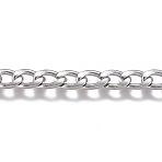 Tarnish Resistant 201 Stainless Steel Chain, Curb Chain, Twisted Chain, Unwelded, Stainless Steel Color, 6x3.5x1.3mm(CHS-G017-11P-1.0mm)