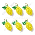 20Pcs Glass Seed Beaded Lemon Pendants, with 304 Stainless Steel Jump Ring, Real 18K Gold Plated, Yellow, 16x11x7.5mm, Hole: 3mm(PALLOY-SZ00056)