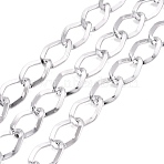 Aluminium Curb Chains, Unwelded, with Spool, Silver, 18.5x12.5x1mm, about 32.81 Feet(10m)/Roll(CHA-Q001-12S)