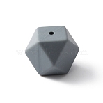 Food Grade Eco-Friendly Silicone Beads, Hexagon, Dark Gray, 17x23x22mm, Hole: 2mm(SIL-TAC0002-04C)