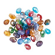 Glass Beads, AB Color Plated, Faceted, teardrop, Mixed Color, 7~8x6mm, Hole: 1mm(EGLA-TA0001-01)