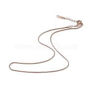 Ion Plating(IP) 304 Stainless Steel Round Snake Chain Necklace for Men Women, Rose Gold, 15.83 inch(40.2cm)(NJEW-K245-016A)