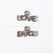 Tibetan Silver Pendant, lOVE, Antique Silver, Lead Free and Cadmium Free, 6.5mm long, 12mm wide, 1.5mm thick, hole: 1mm(LFH20146Y)