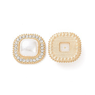 ABS Imitation Pearl Cabochons, with Alloy Rhinestone Finding, Square, Golden, 20x20x7mm(PALLOY-E026-07G)